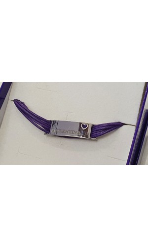 BRACCIALE IN ACCIAIO CON CUORE VIOLA