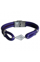 BRACCIALE SIMIL PELLE CON CHIUSURA E LOGO IN ACCIAIO VIOLA