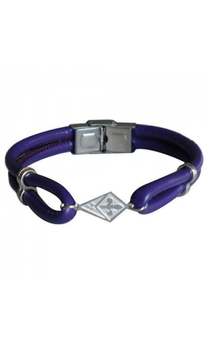 BRACCIALE SIMIL PELLE CON CHIUSURA E LOGO IN ACCIAIO VIOLA