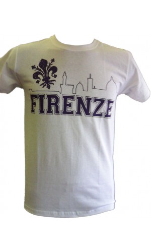 T-SHIRT TEMPO LIBERO GIGLIO FIRENZE SKYLINE BIANCA